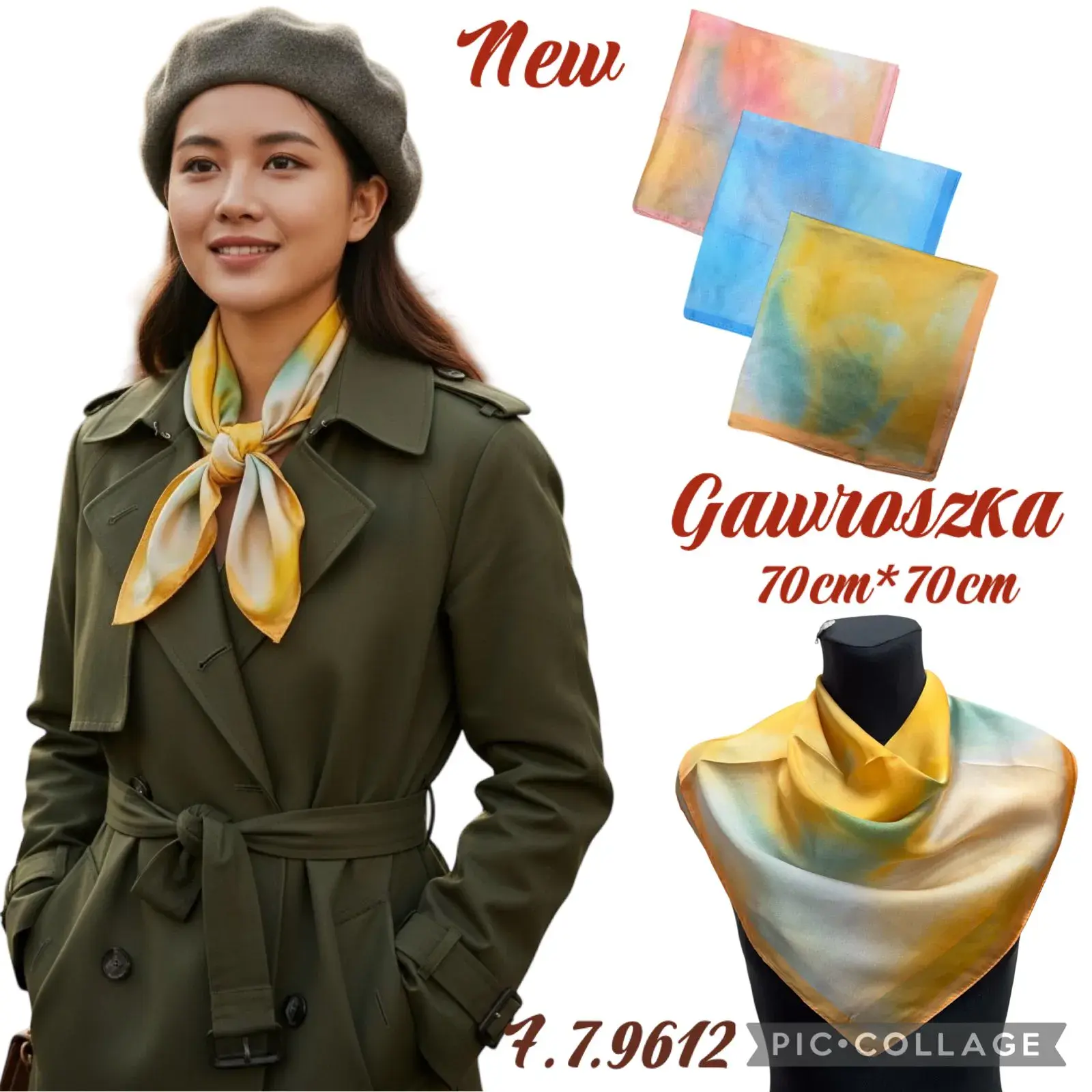 Gawroszka damska 70cm x 70cm wielobarwne