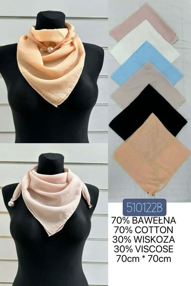 Chusta Kwadratowa 70x70cm Bawełna 70% Wizkoza 30% z Perłą