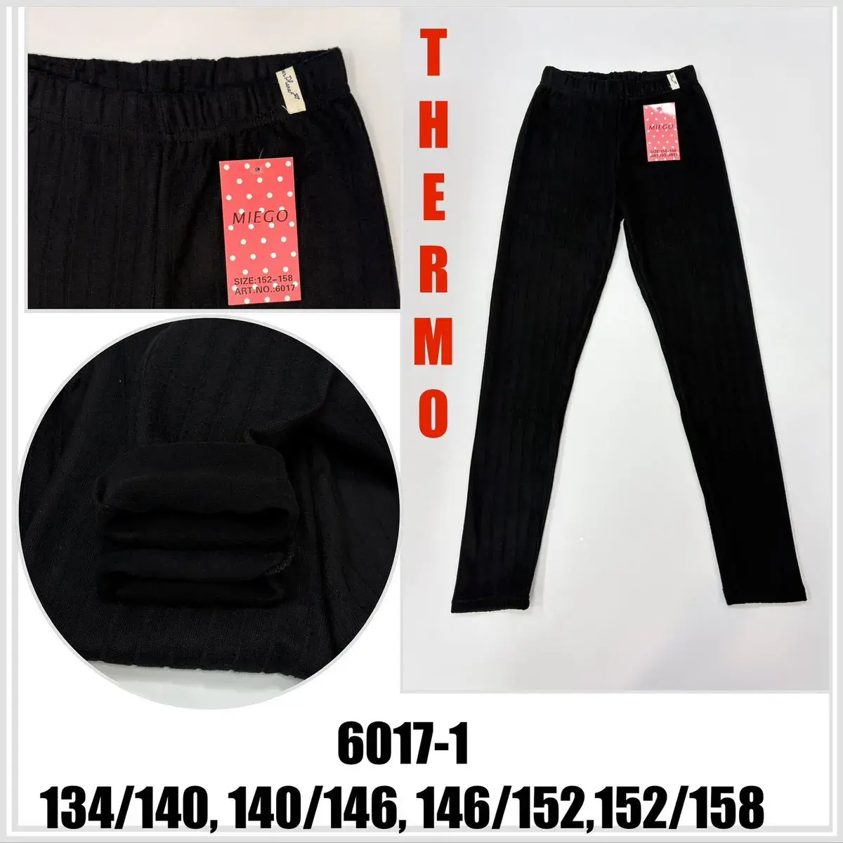 Czarne legginsy termiczne MIEGO rozmiar 152-158