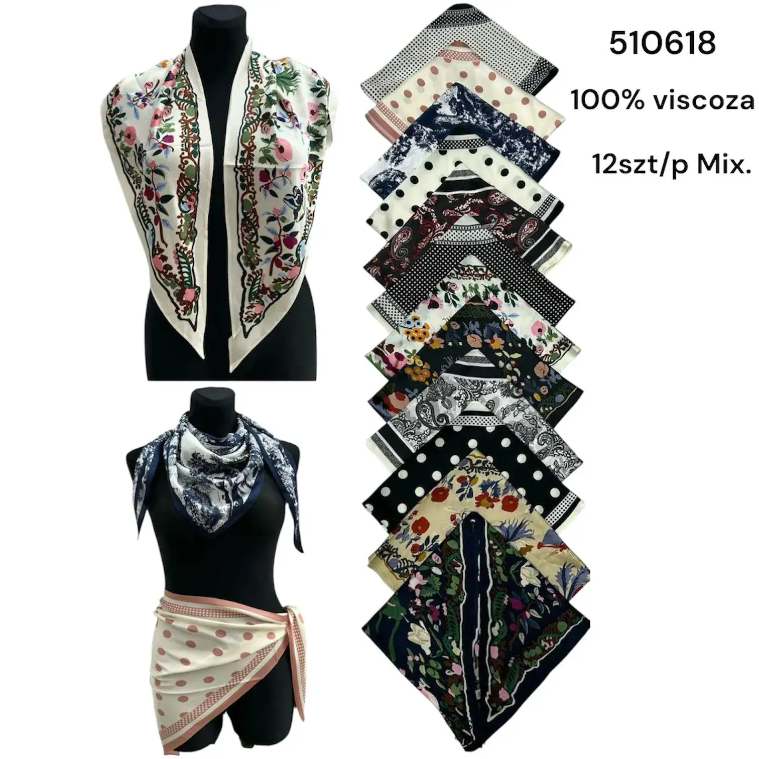Chusty Damskie 100% wiskoza Mix Kolorów