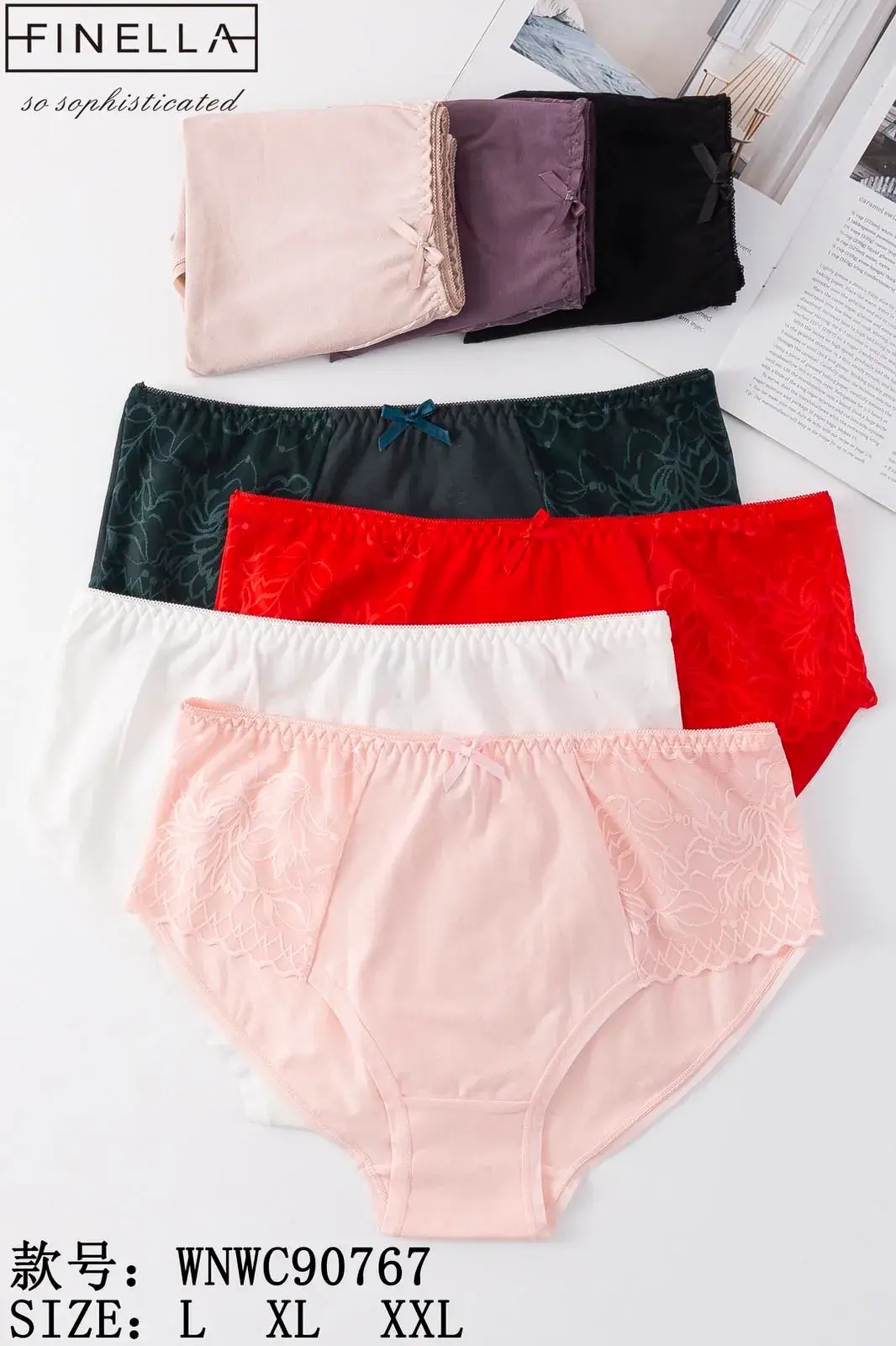 Majtki damskie Finella XL-XXL, 5 kolorów, opak. 24 szt
