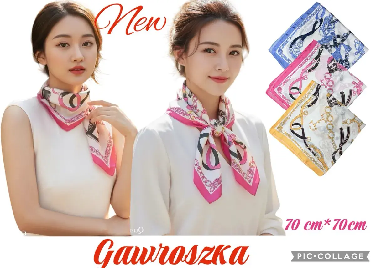 Gawroszka damska 70x70cm wzór łańcuchów wielokolorowa