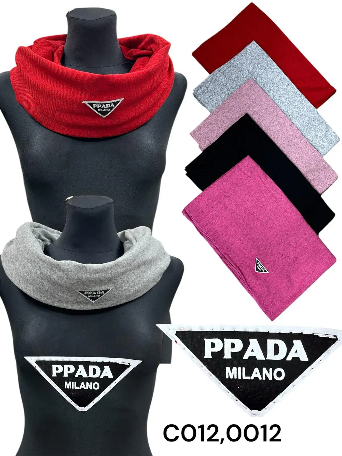 Szalik damski komin z naszywką PPADA MILANO, mix kolorów