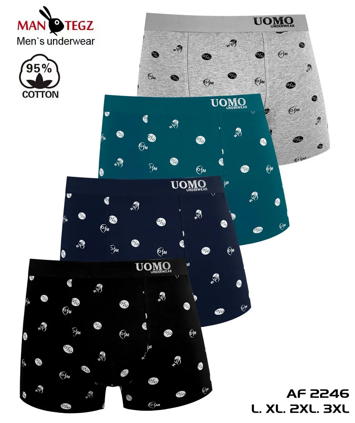 Bokserki męskie UOMO 95% bawełna L-XL-XXL-3XL AF2246