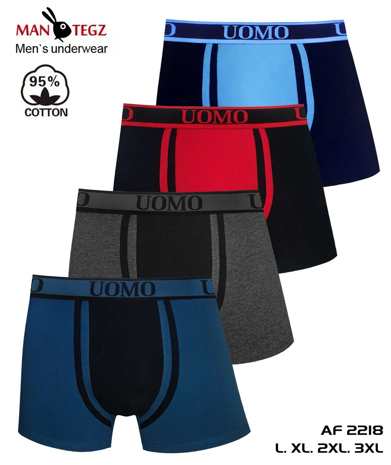 Bokserki męskie UOMOMO AF 218 L-XL-2XL-3XL 4 szt.