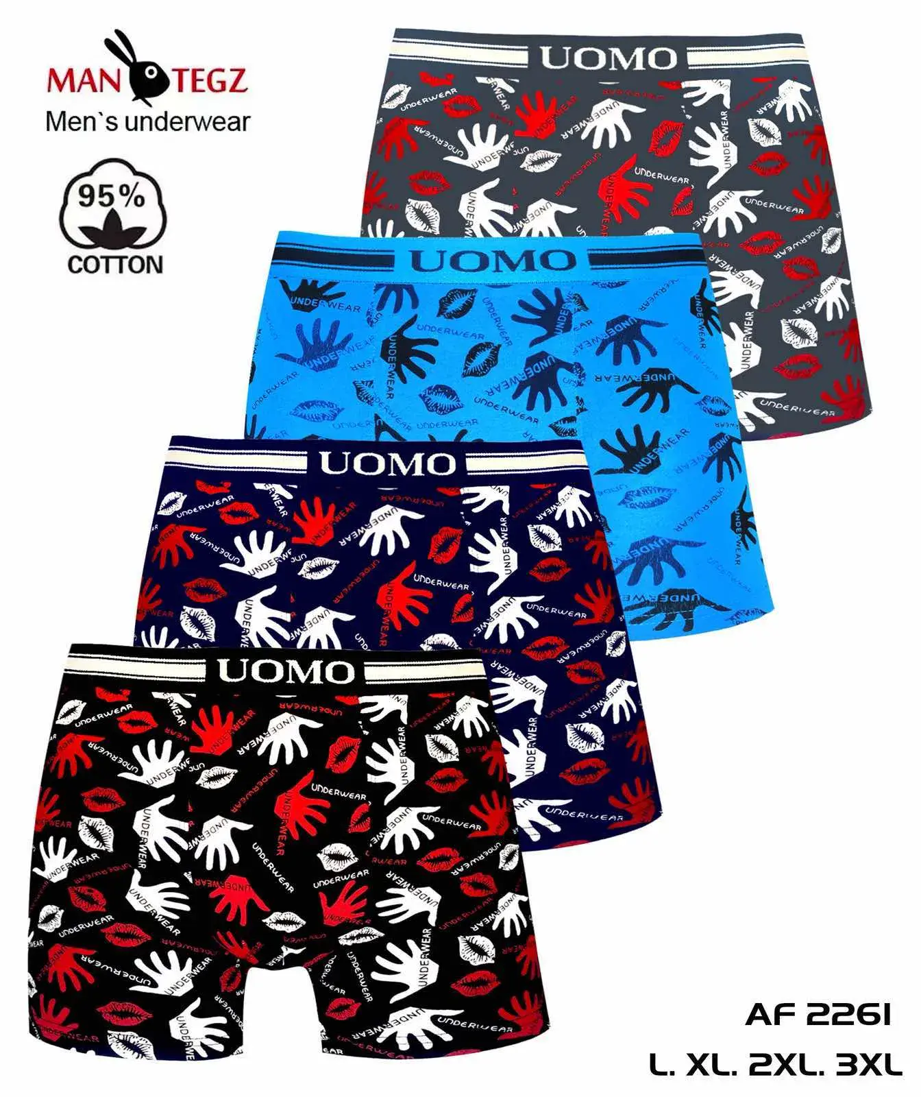 Bokserki męskie UOMO AF2261 L XL 2XL 3XL 95% bawełna