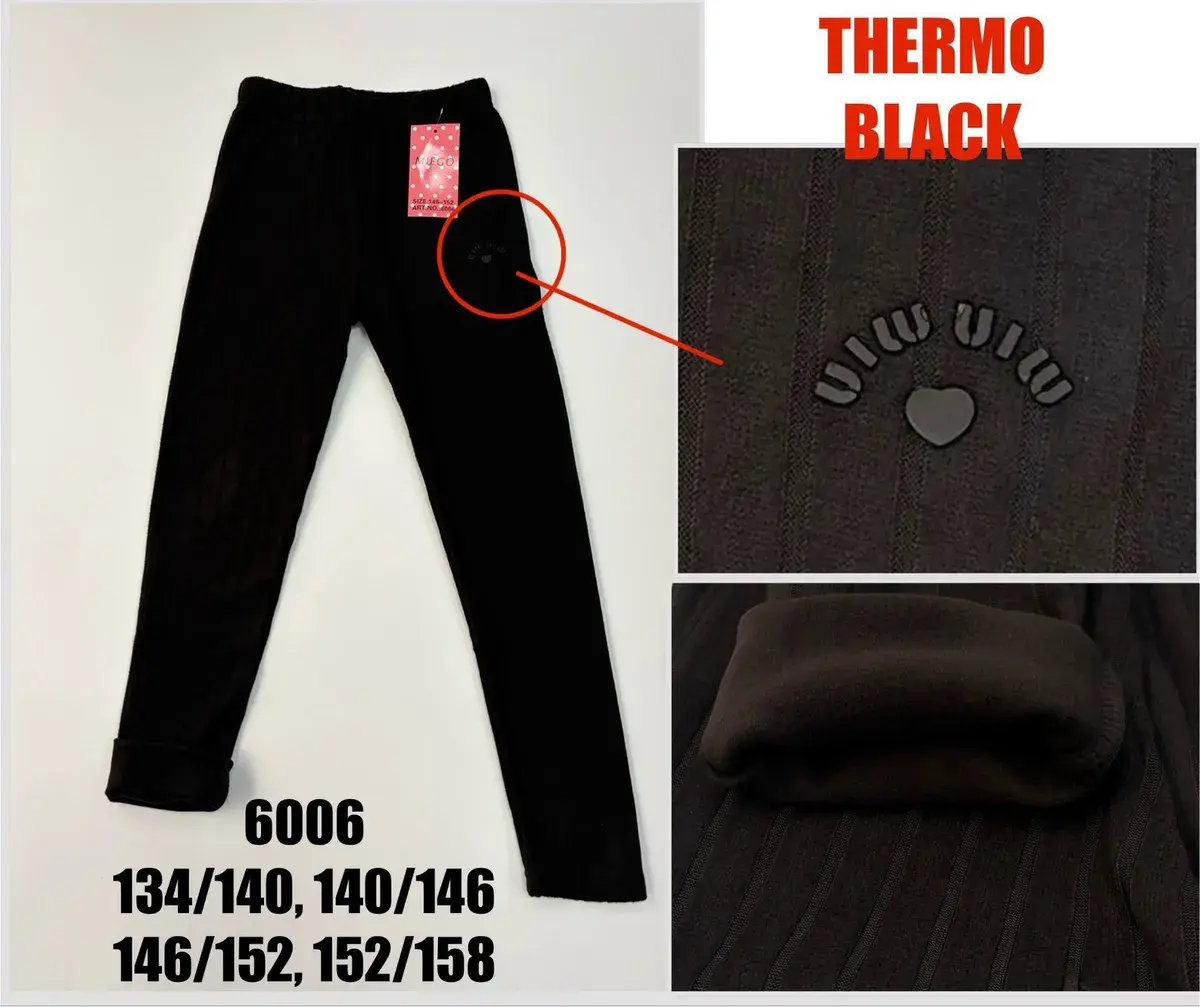 Legginsy dziecięce Thermo Black czarne 134-158