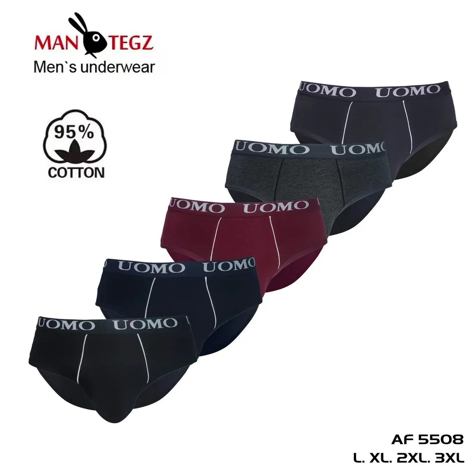 Bokserki męskie UOMO 95% bawełna L XL 2XL 3XL AF5508