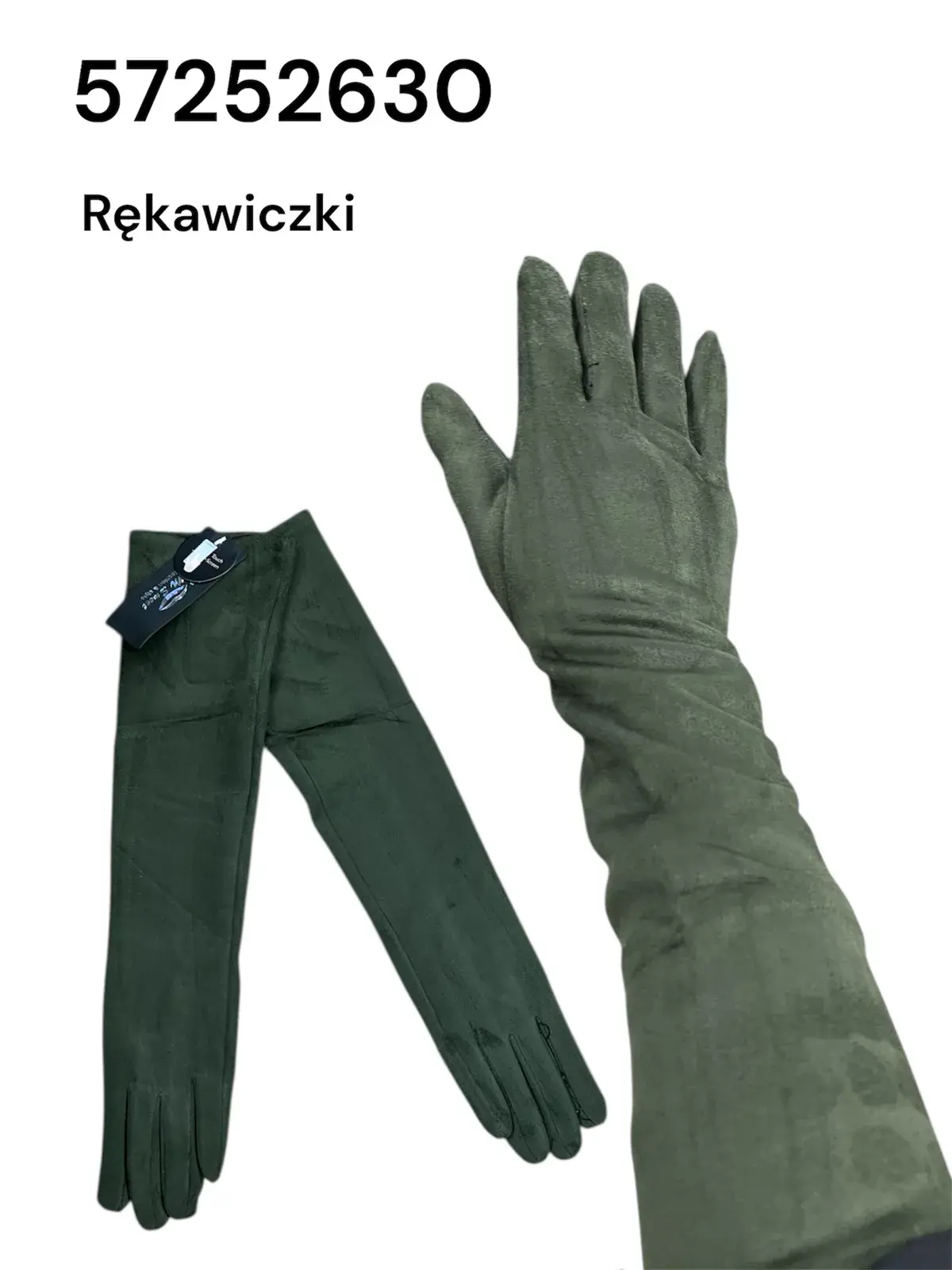 Rękawiczki damskie długie olive green 57252630