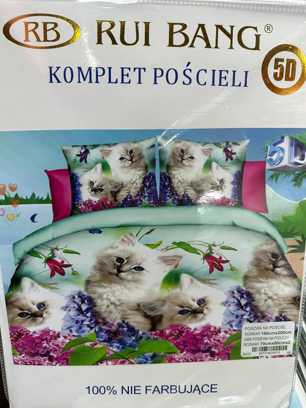 Komplet Pościeli 3D 160/200 Koty RB Rui Rui Bang