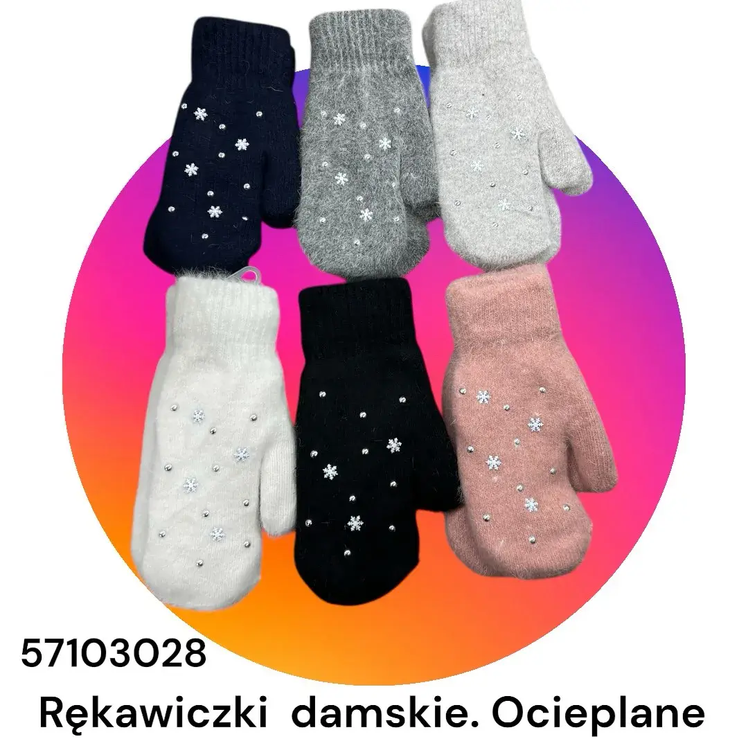 Rękawiczki damskie ocieplane z cekinami