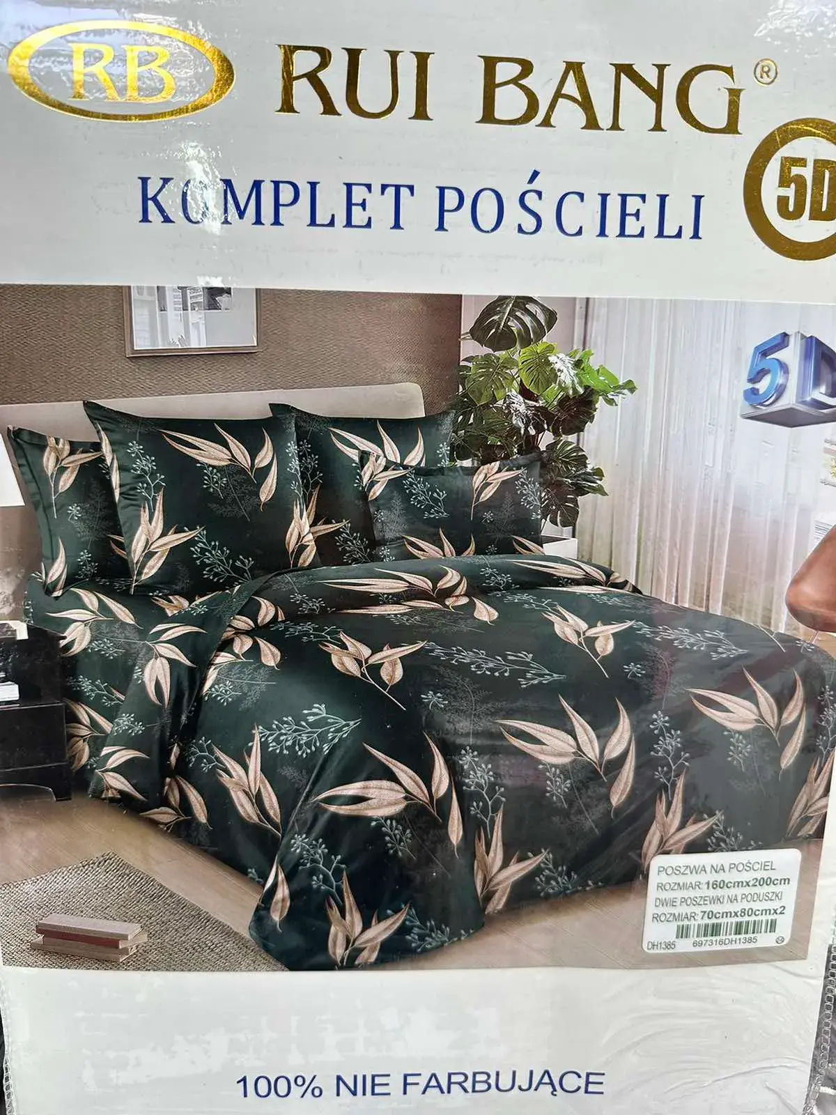 Komplet Pościeli 3cz Rui Bang 160/200 Zielony Liście