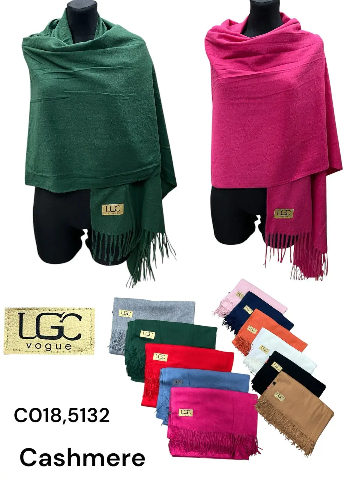 Chusty damskie LGC Cashmere CO18-5132, 12 szt/opak.