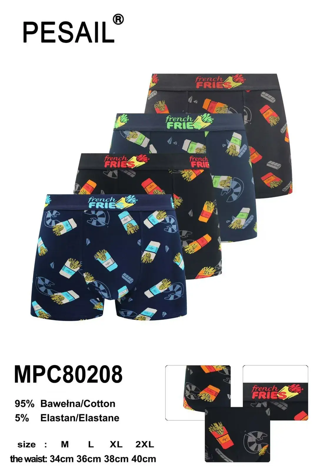 Bokserki męskie Pesail MP C80208 XL fast food print