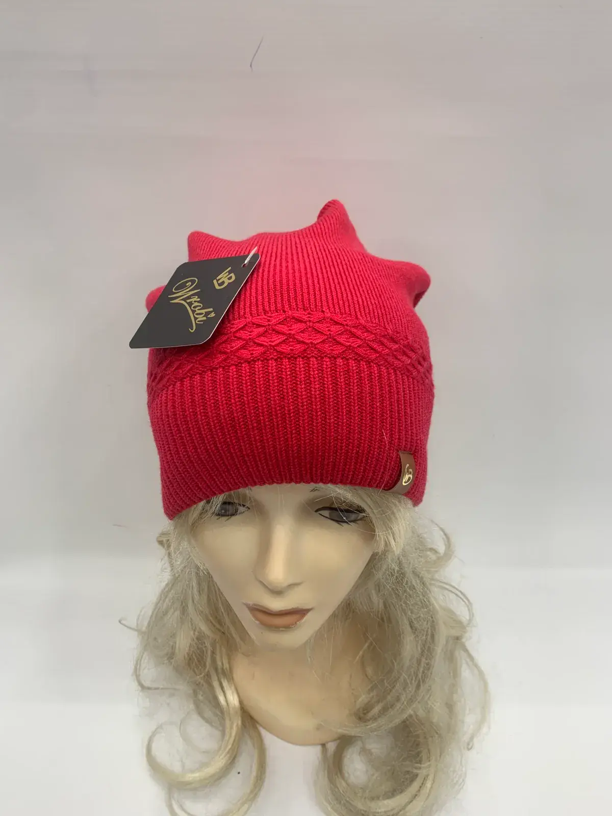 Czapka damska beanie czerwona dzianinowa