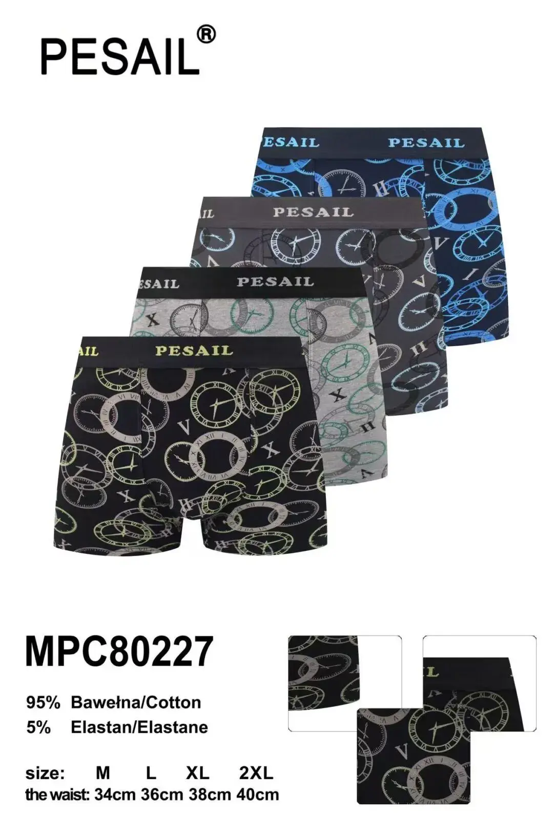 Bokserki męskie Pesail MP680227 95% bawełna S-XXL