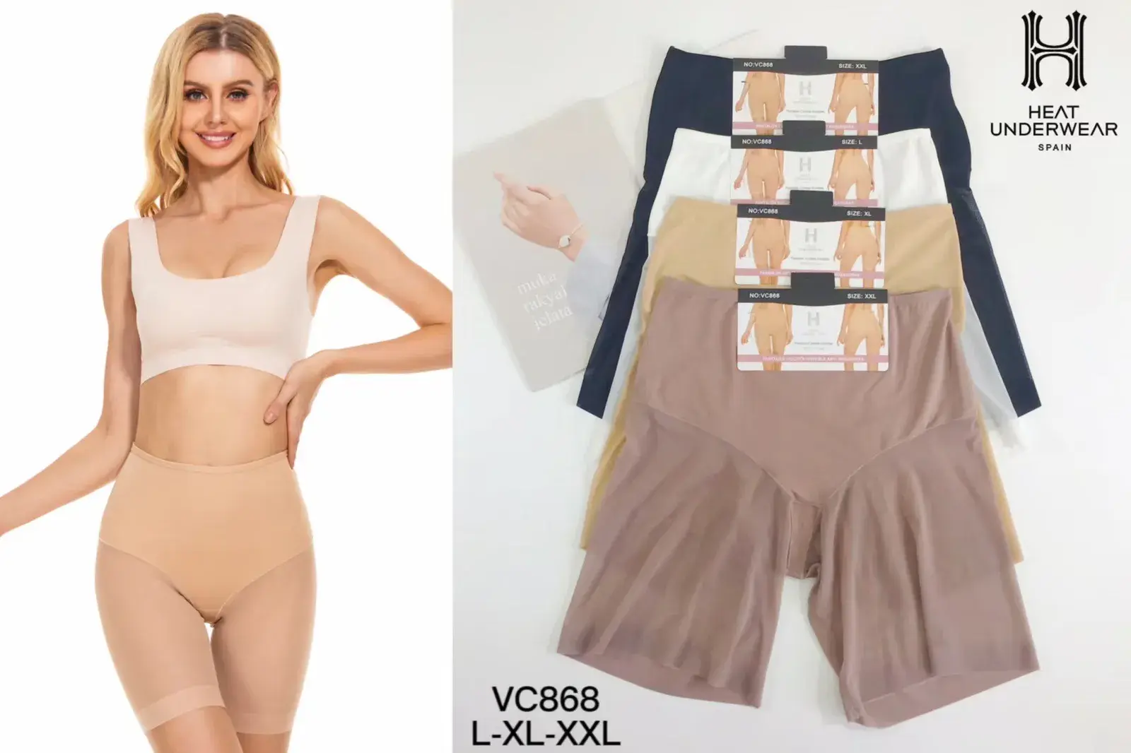 Majtki damskie model VC686 L-XL-XXL, 4 szt. granat/beż