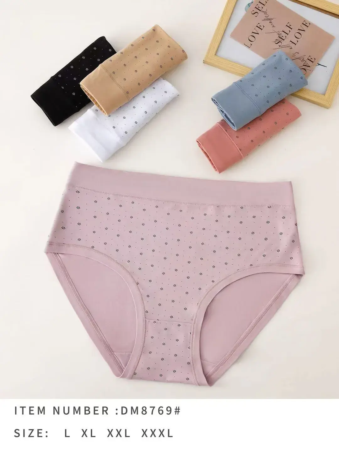 Majtki damskie XL-XXXL różowe w kropki ITEM:DM876#