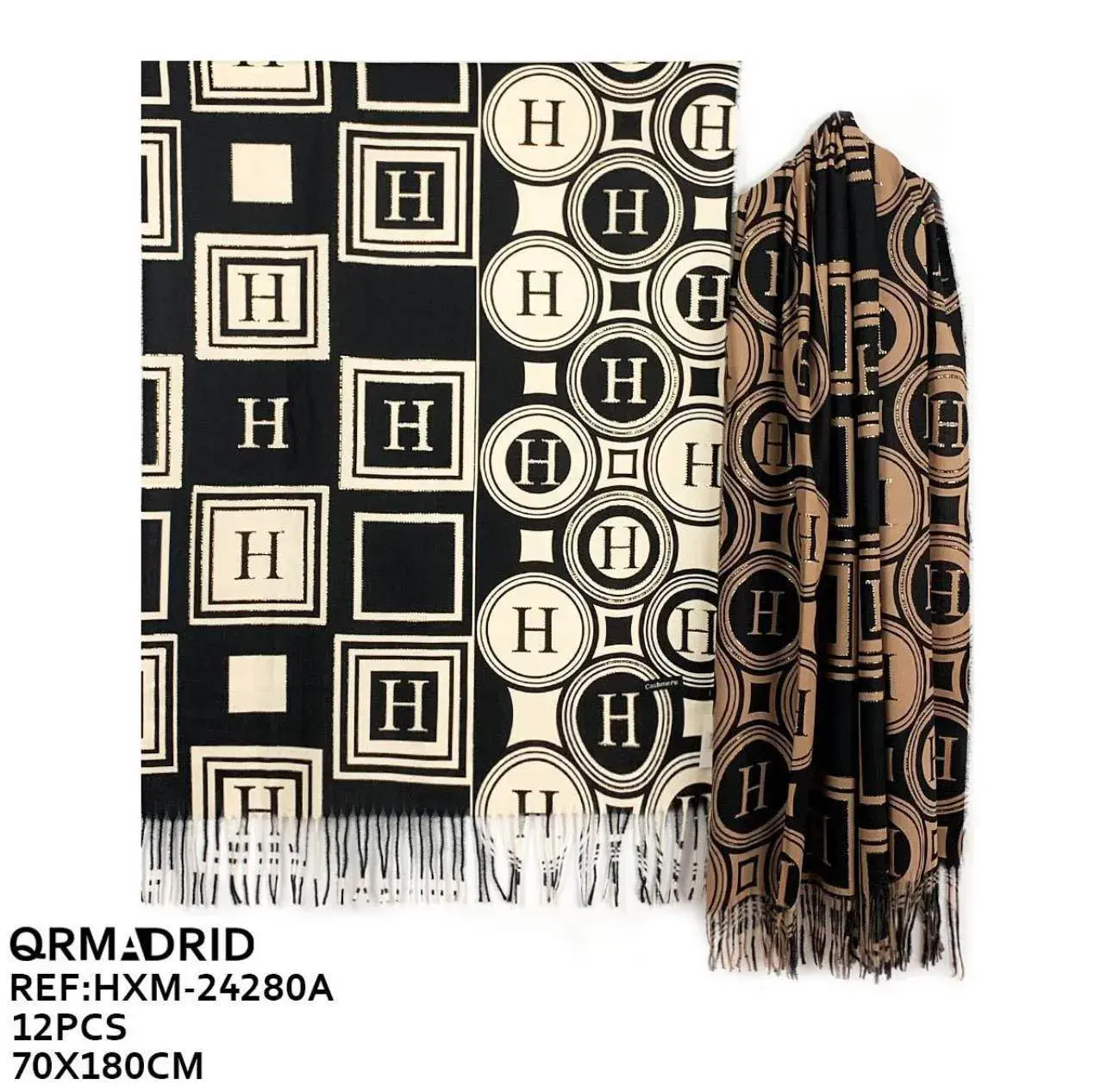 Szaliki damskie H&M czarno-białe 70x180cm REF:HXM-24280A