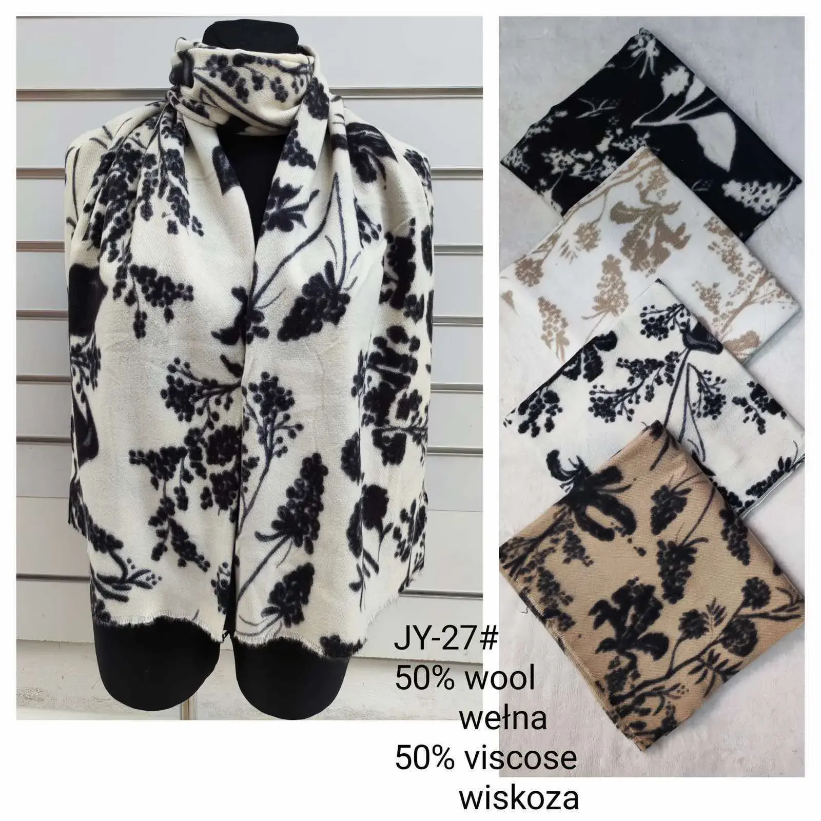 Szaliki damskie JY-27# 50% wełna 50% wiskoza