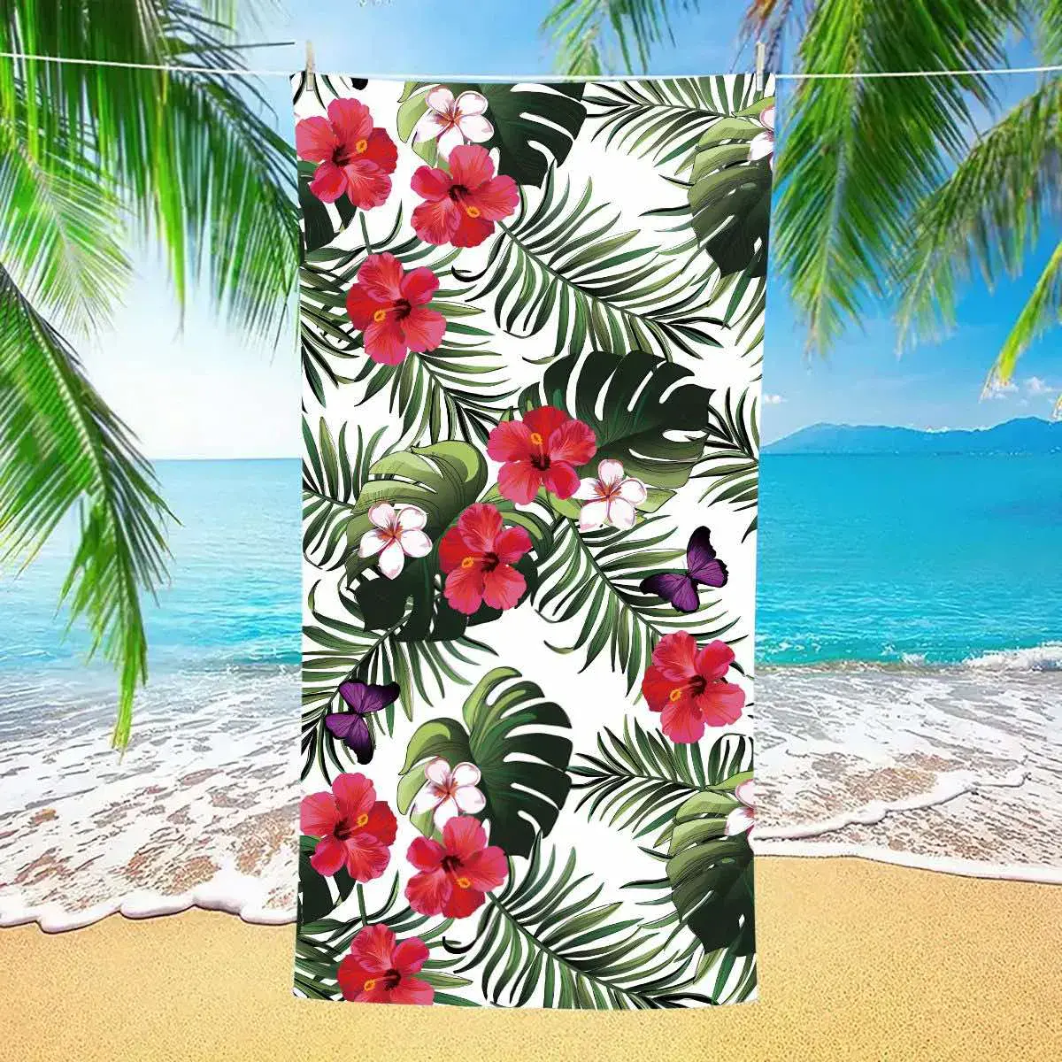 Ręcznik Mikrofibra Plażowy 70x140 cm Tropikalny