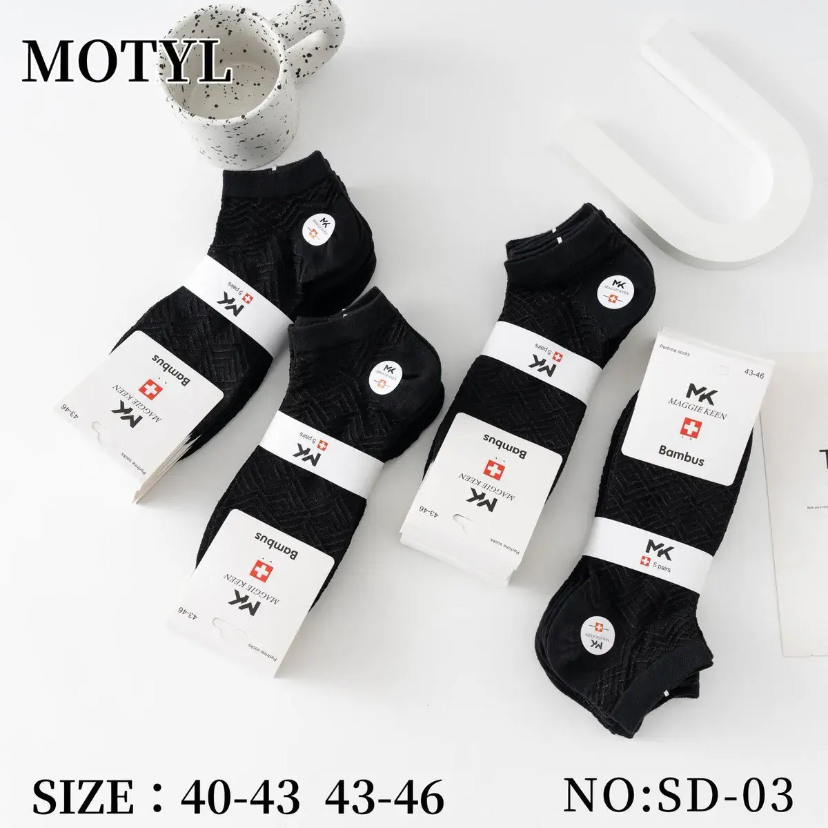 Skarpetki bambusowe Mototyl czarne rozmiar 40-46