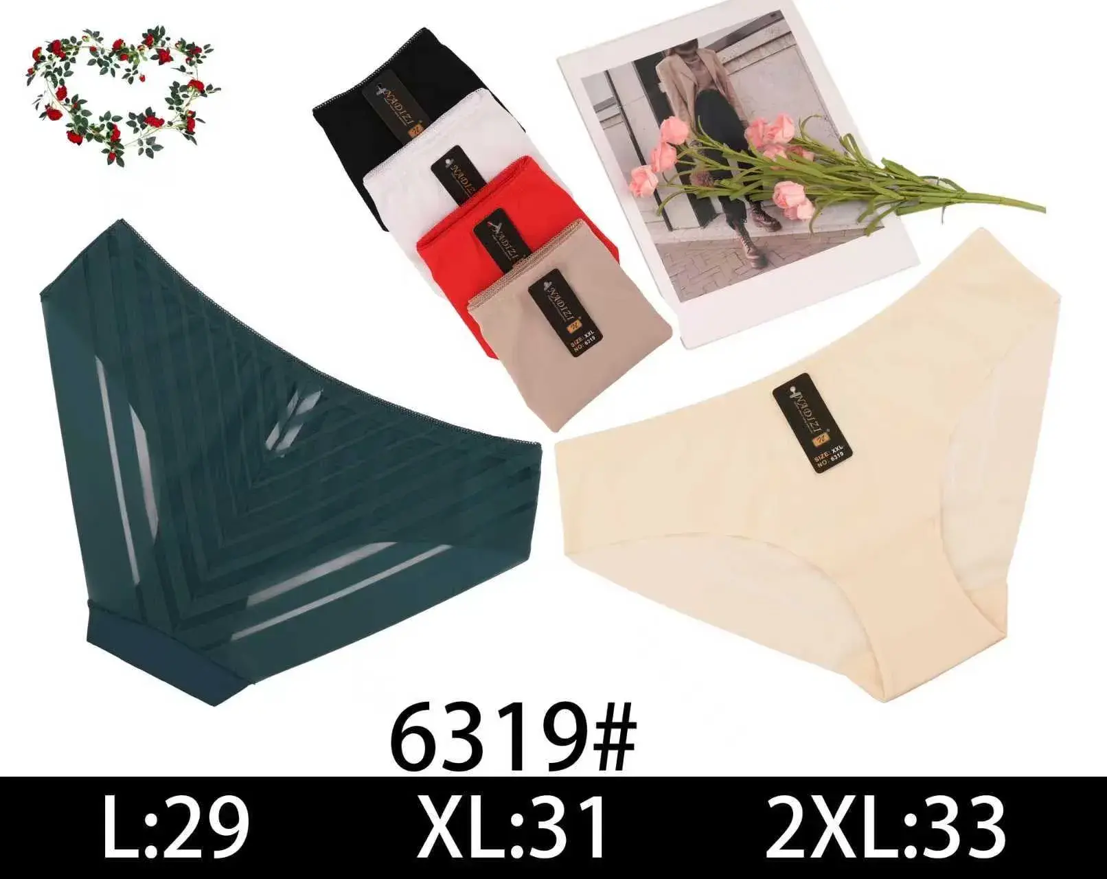 Majtki damskie bezszwowe L:29 XL:31 2XL:33 6319#