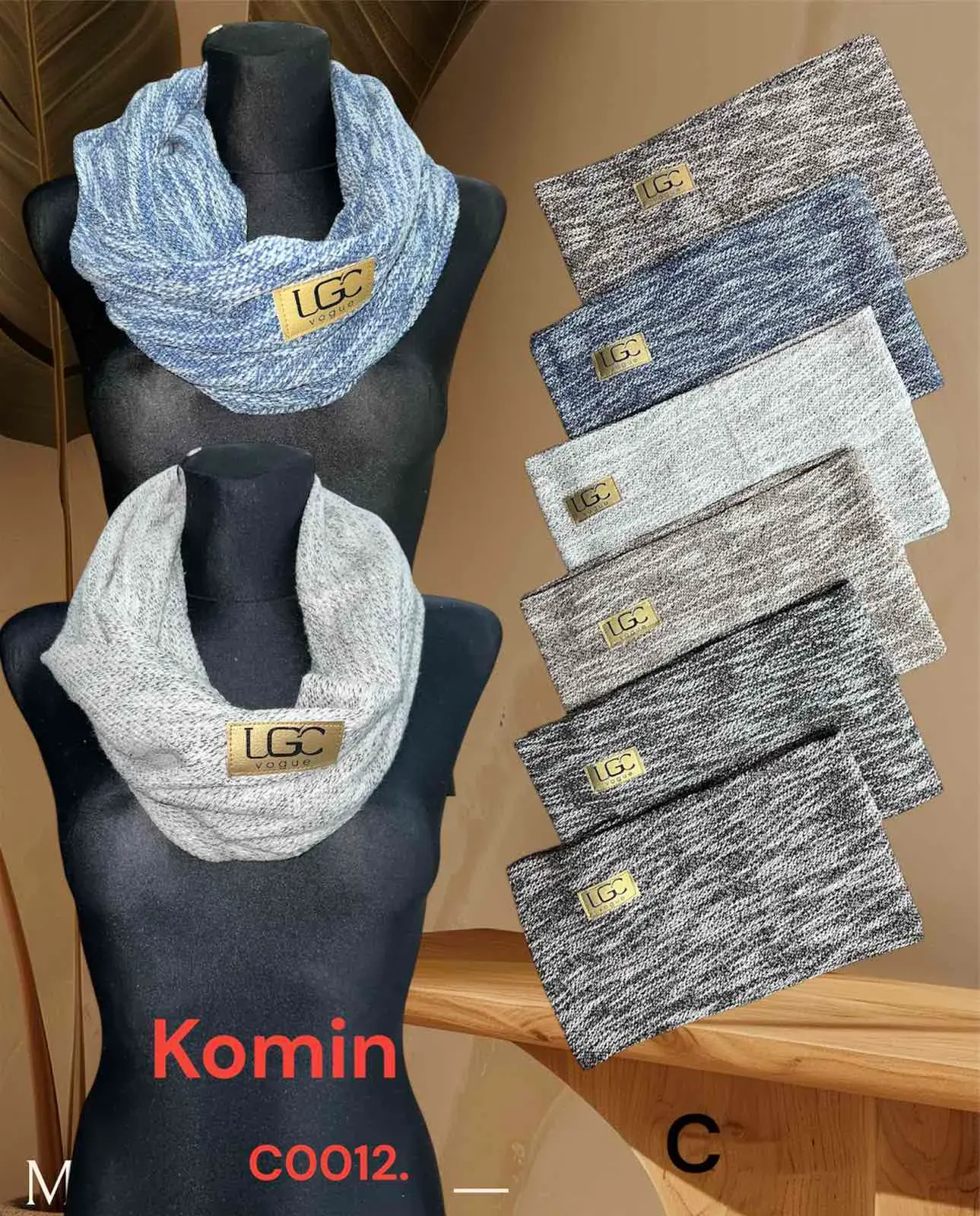 Apaszka Damska Komin Dzianinowy LGC Vogue Melanż 12szt