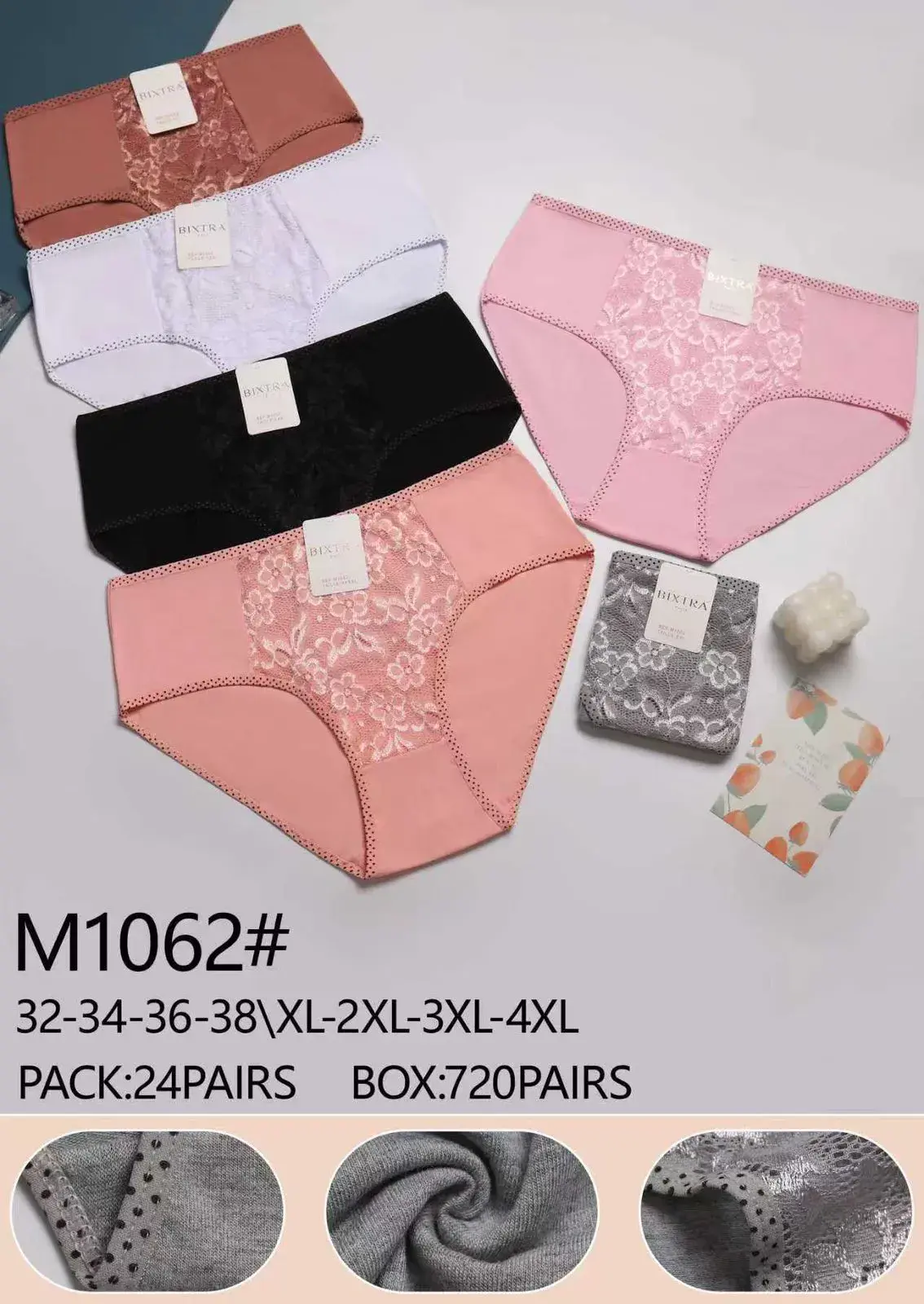 Majtki damskie M1062# rozmiary 32-4XL, 6 kolorów