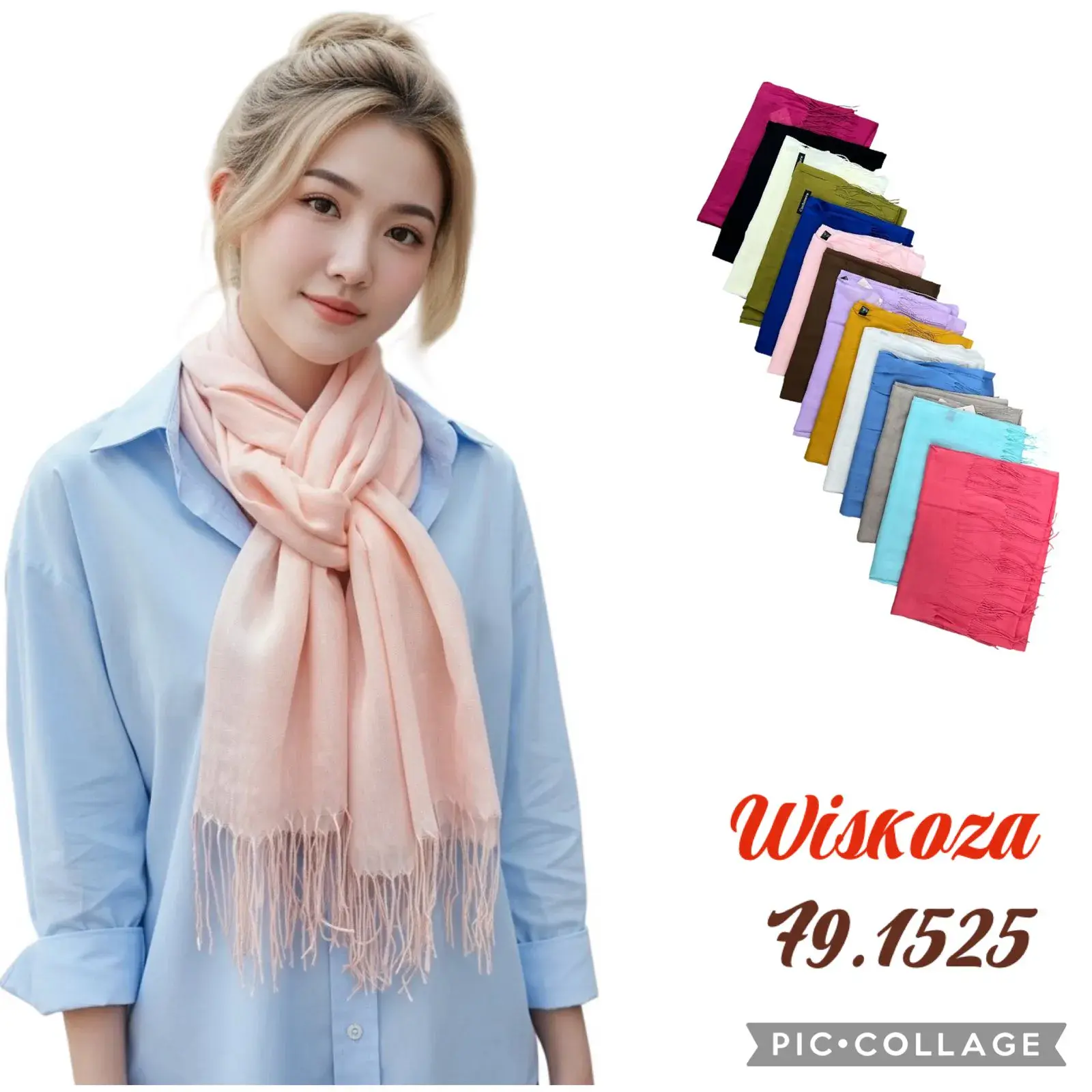 Szaliki damskie z wiskozy 49x152,5 cm, mix kolorów