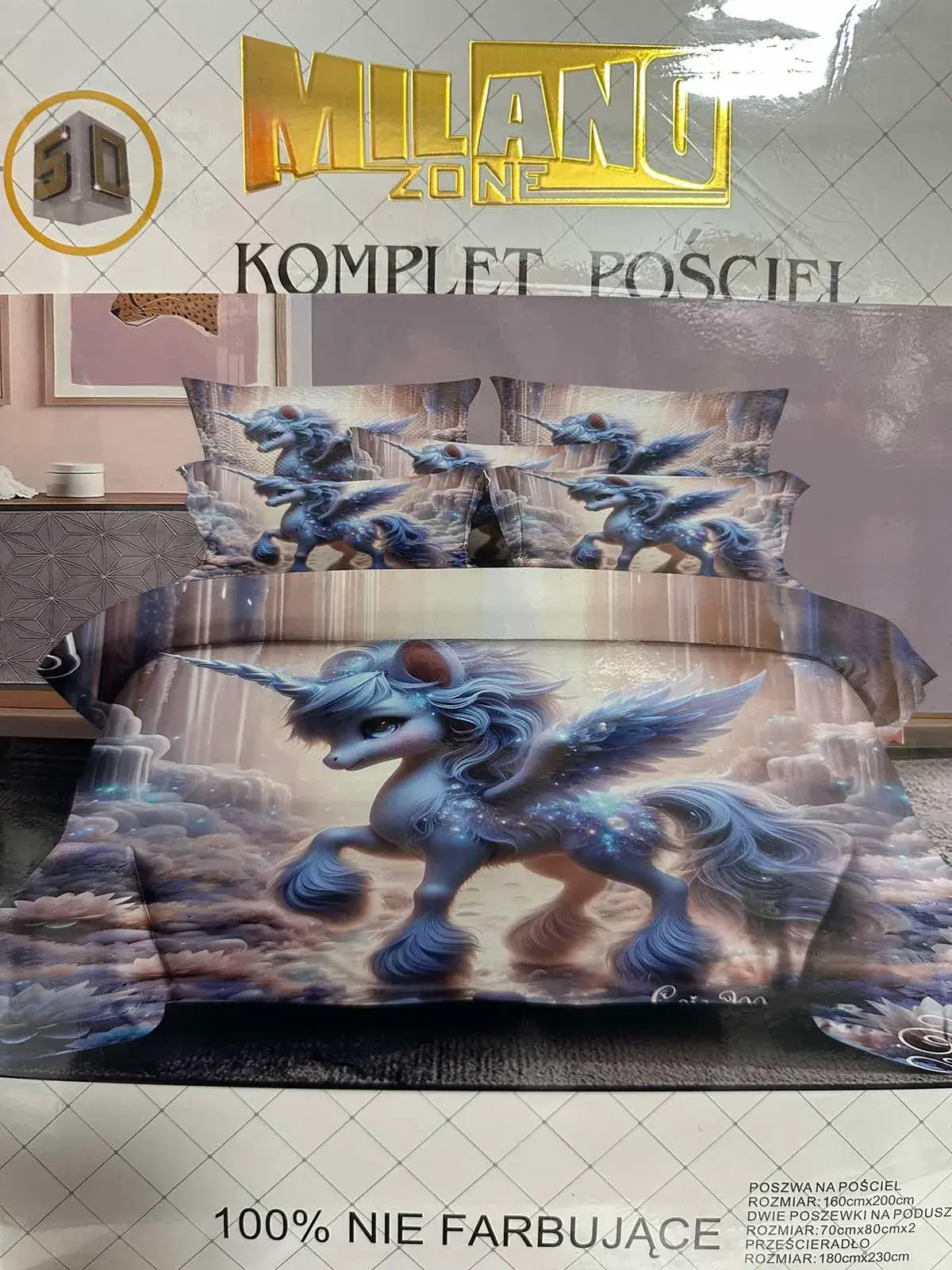 Komplet Pościeli 4cz Milanianu Unicorn 160/200