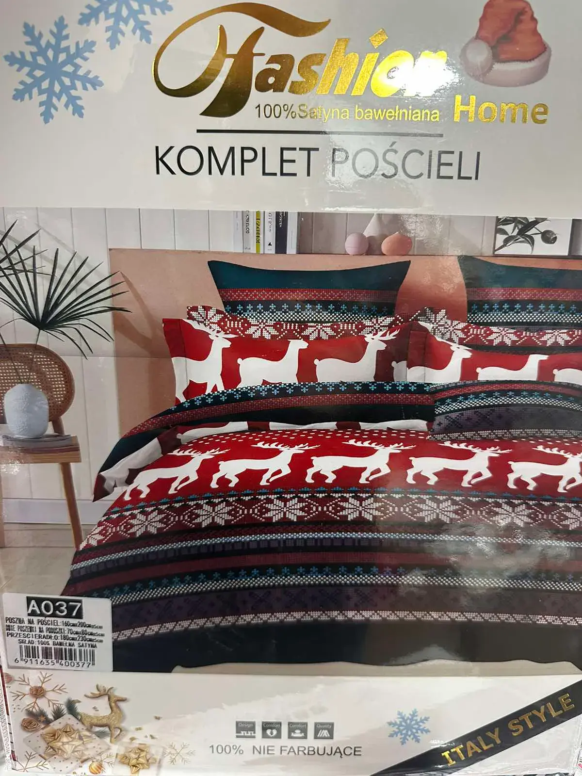 Komplet Pościeli 100% Bawełna 160/200 4el. Świąteczny