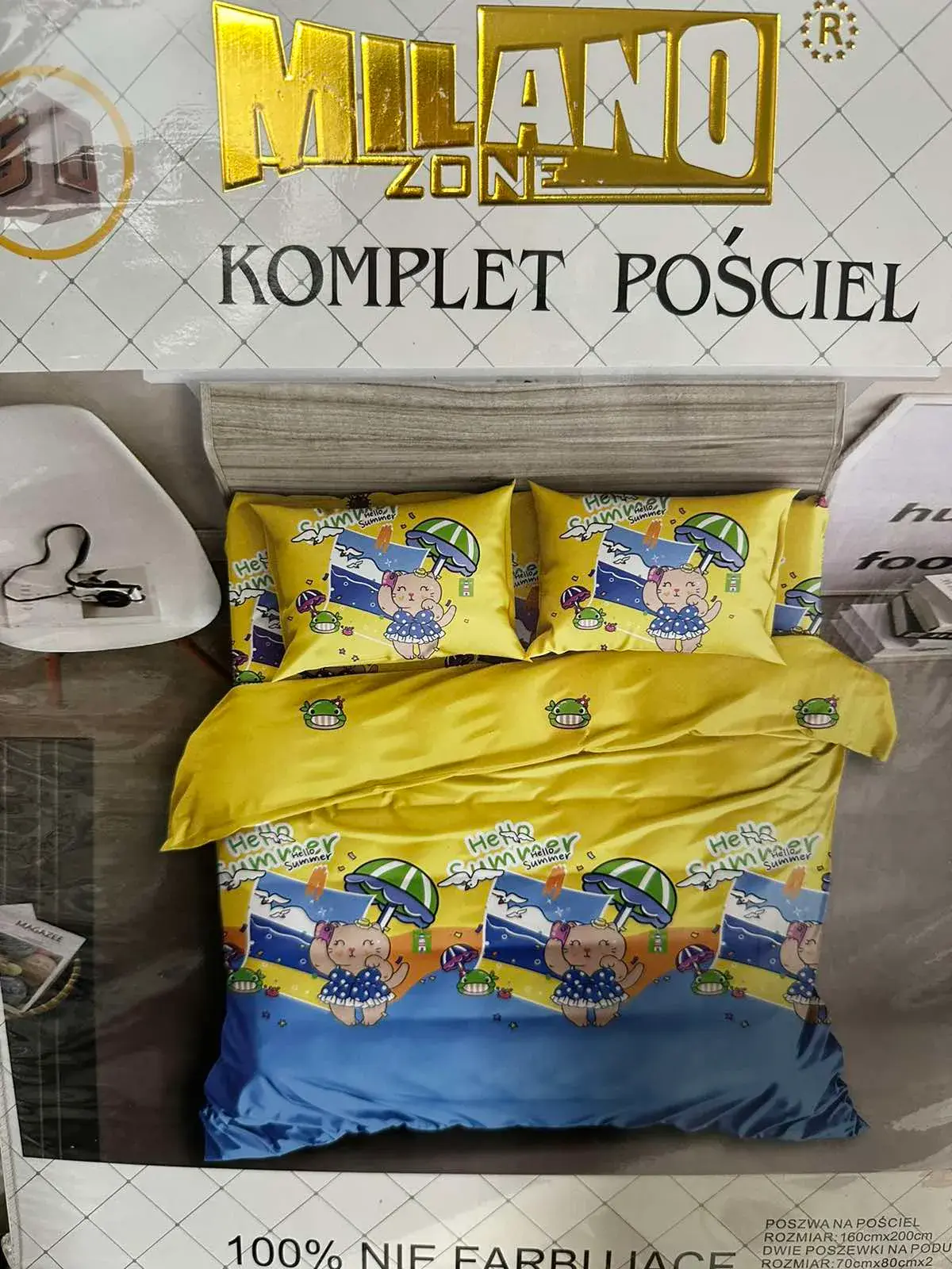 Komplet Pościel 4CZ Milano 160/200 Hello Kitty Żółty/Niebieski