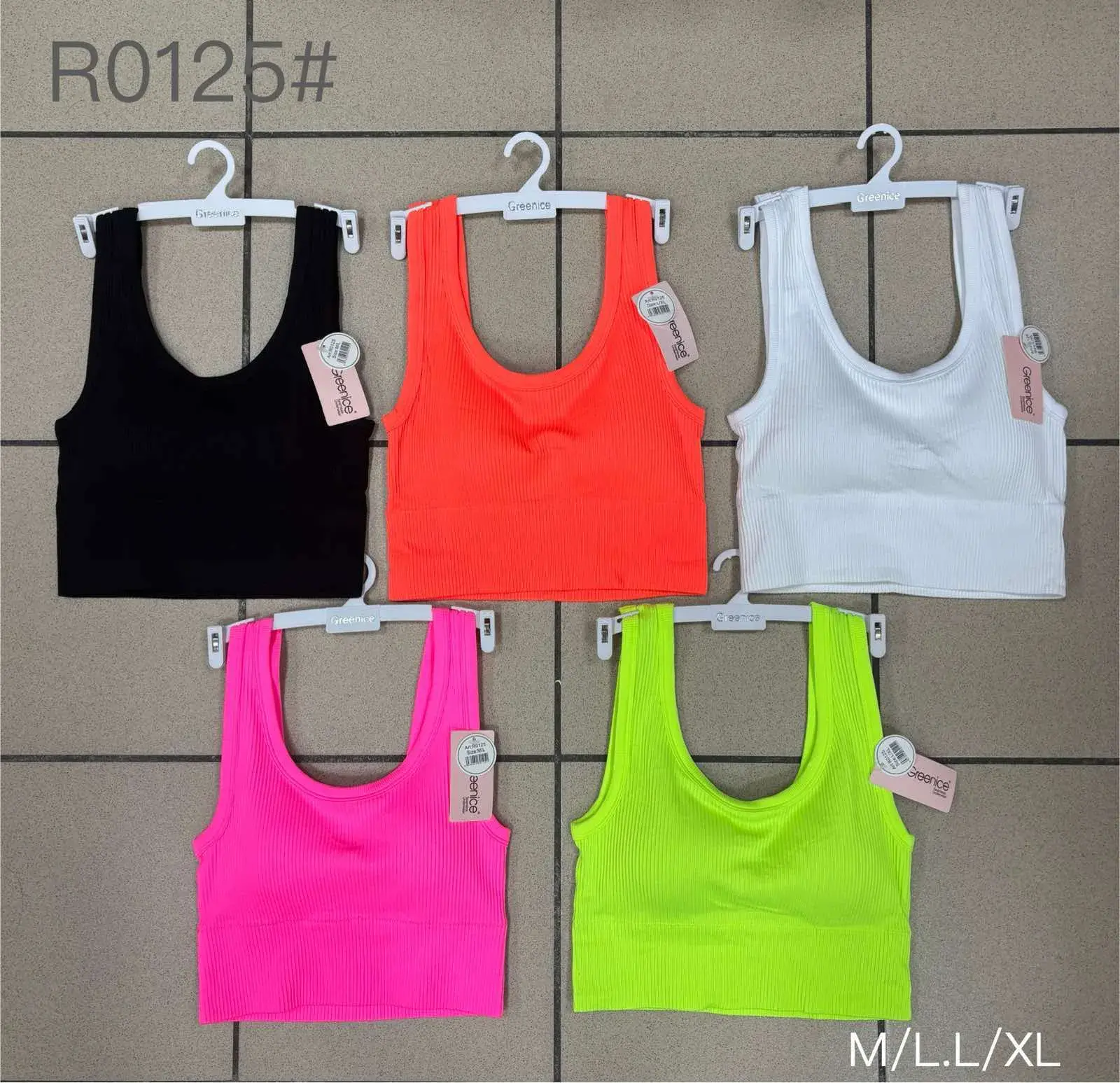 Damski Bra-Top M/L XL L/XL R0125# czarny, biały, neonowy