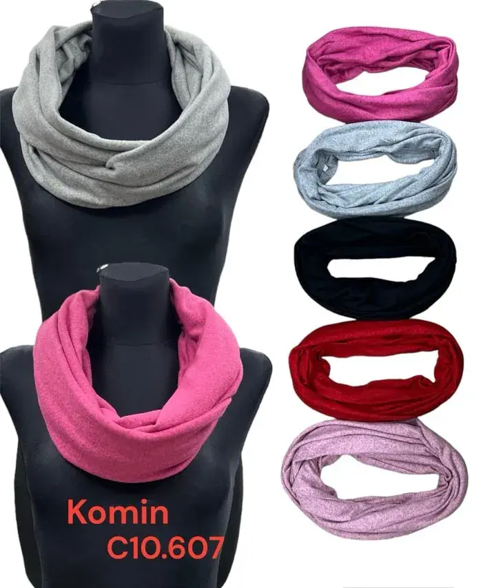Szaliki damskie kominy gładkie mix kolorów C10.607 12szt