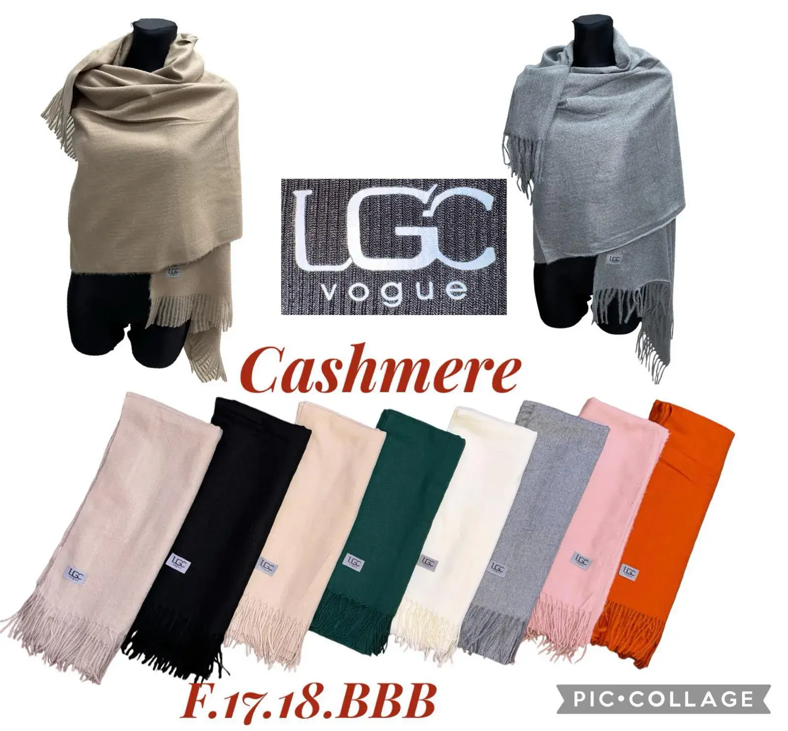 SZALIKI DAMSKIE LGC Vogue Cashmere z frędzlami, mix kolorów