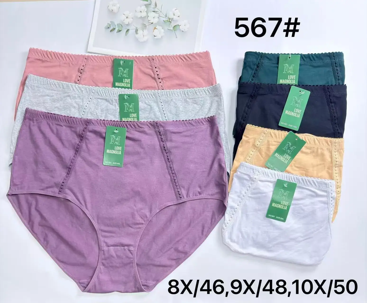 Majtki damskie bawełniane 6 kolorów 8x/46-50