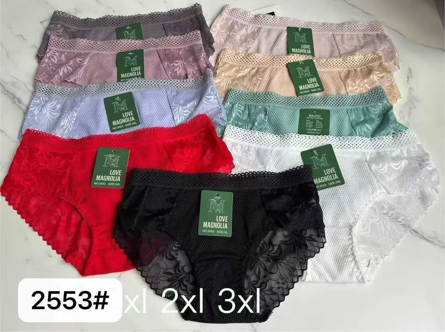 Majtki damskie Love Magnolia 5XL 2XL 3XL, zestaw multikolor