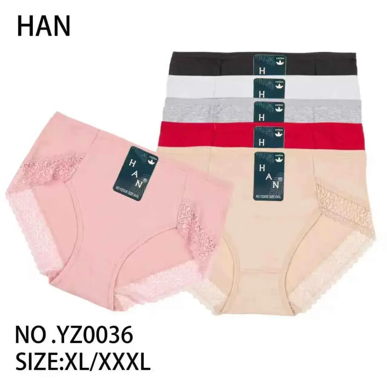 Majtki damskie HANAN XL/XXL/3XL, zestaw 6 szt, NO.YZ0036