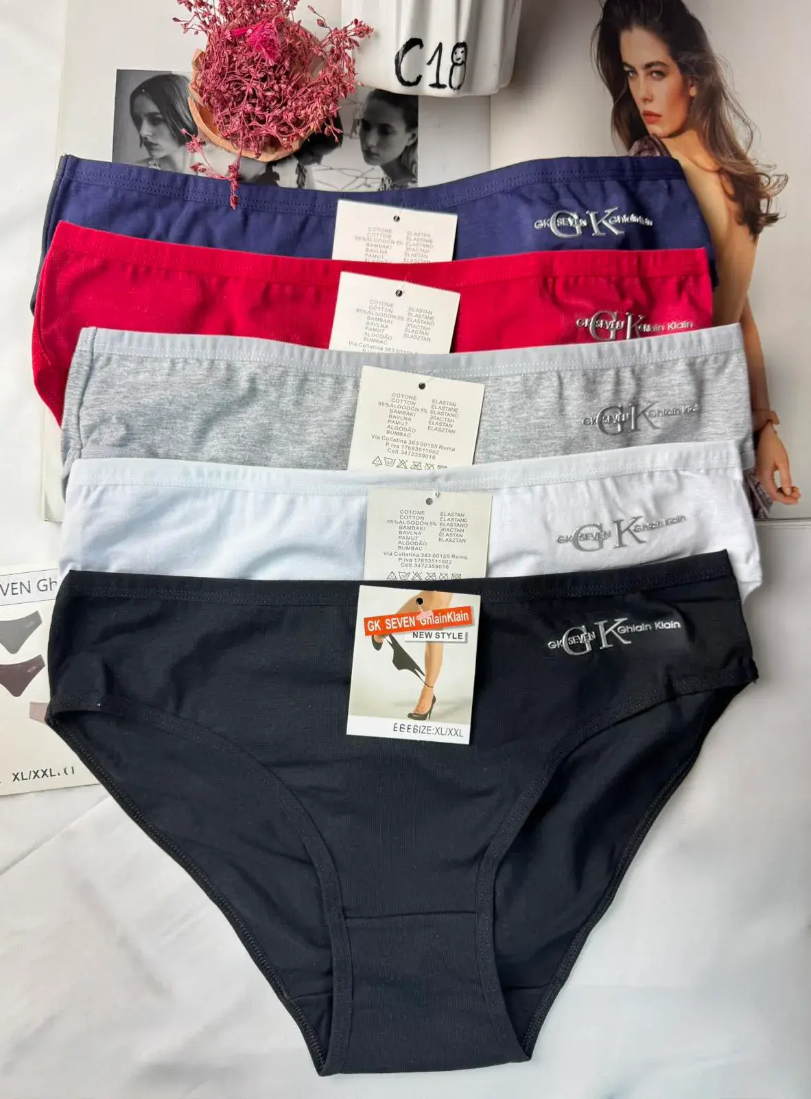 Majtki damskie CK M L XL granatowe czarne białe szare czerwone