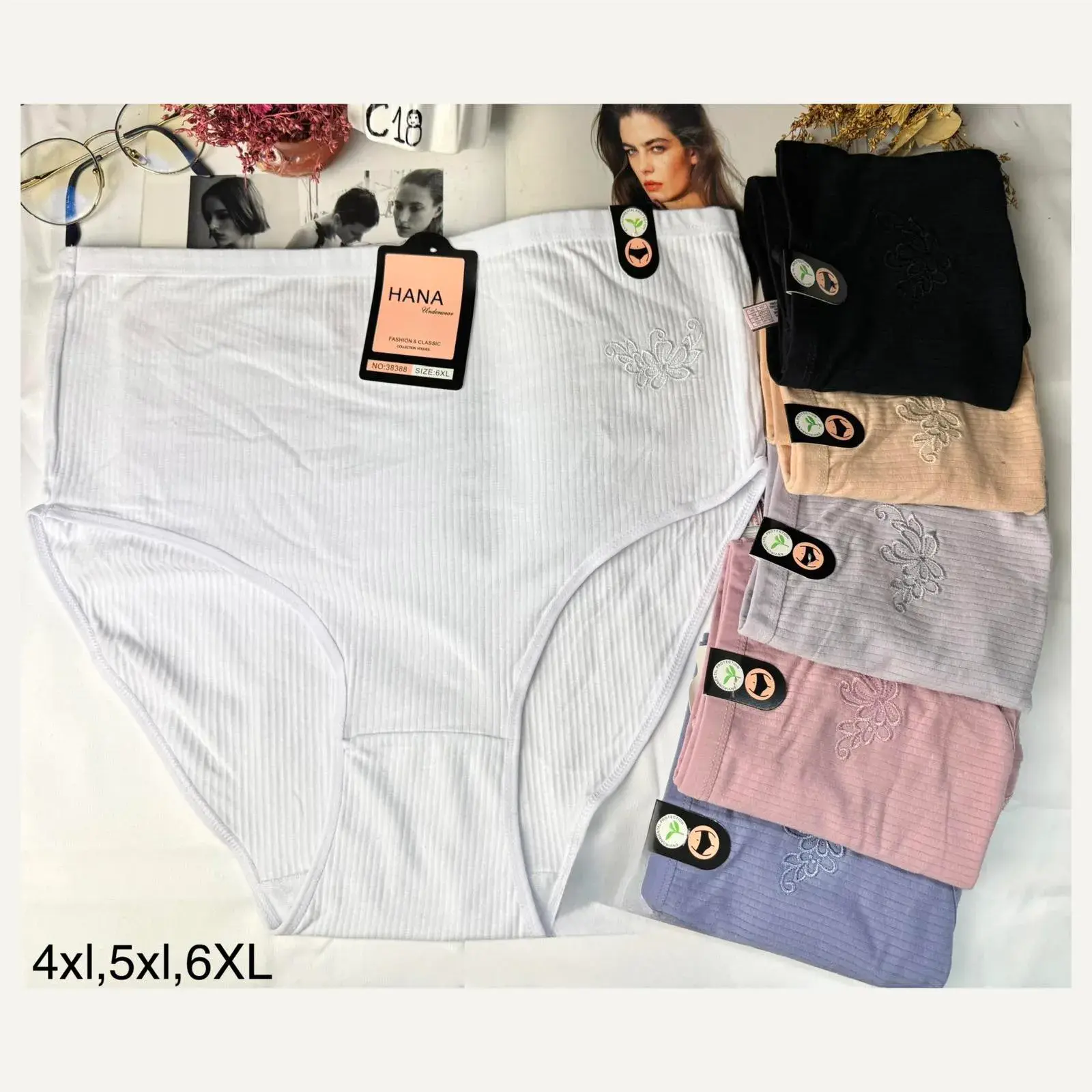 Majtki damskie Hana 4XL,5XL,6XL białe/beżowe/czarne