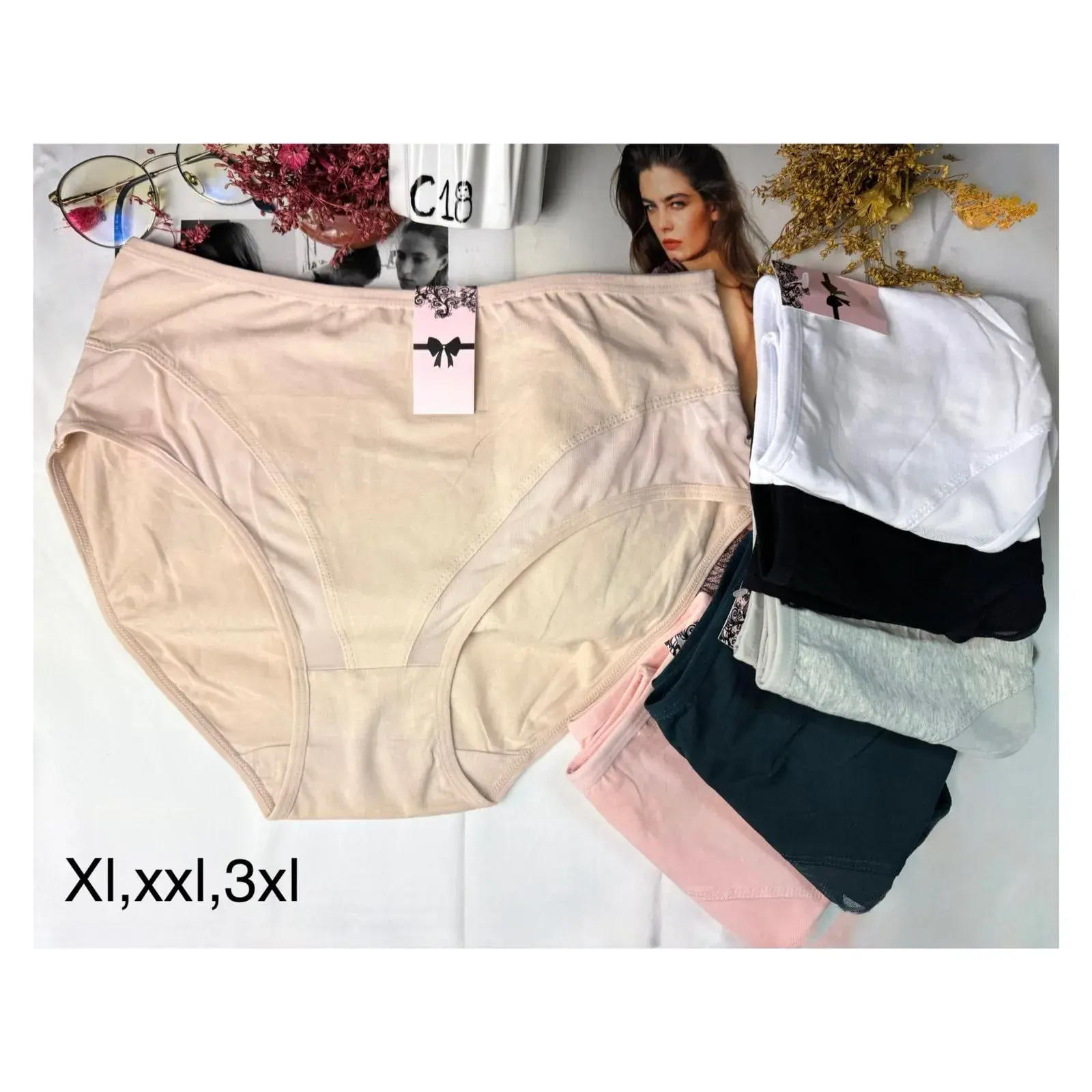 Majtki damskie XL,XXL,3XL beżowe, czarne, białe, szare