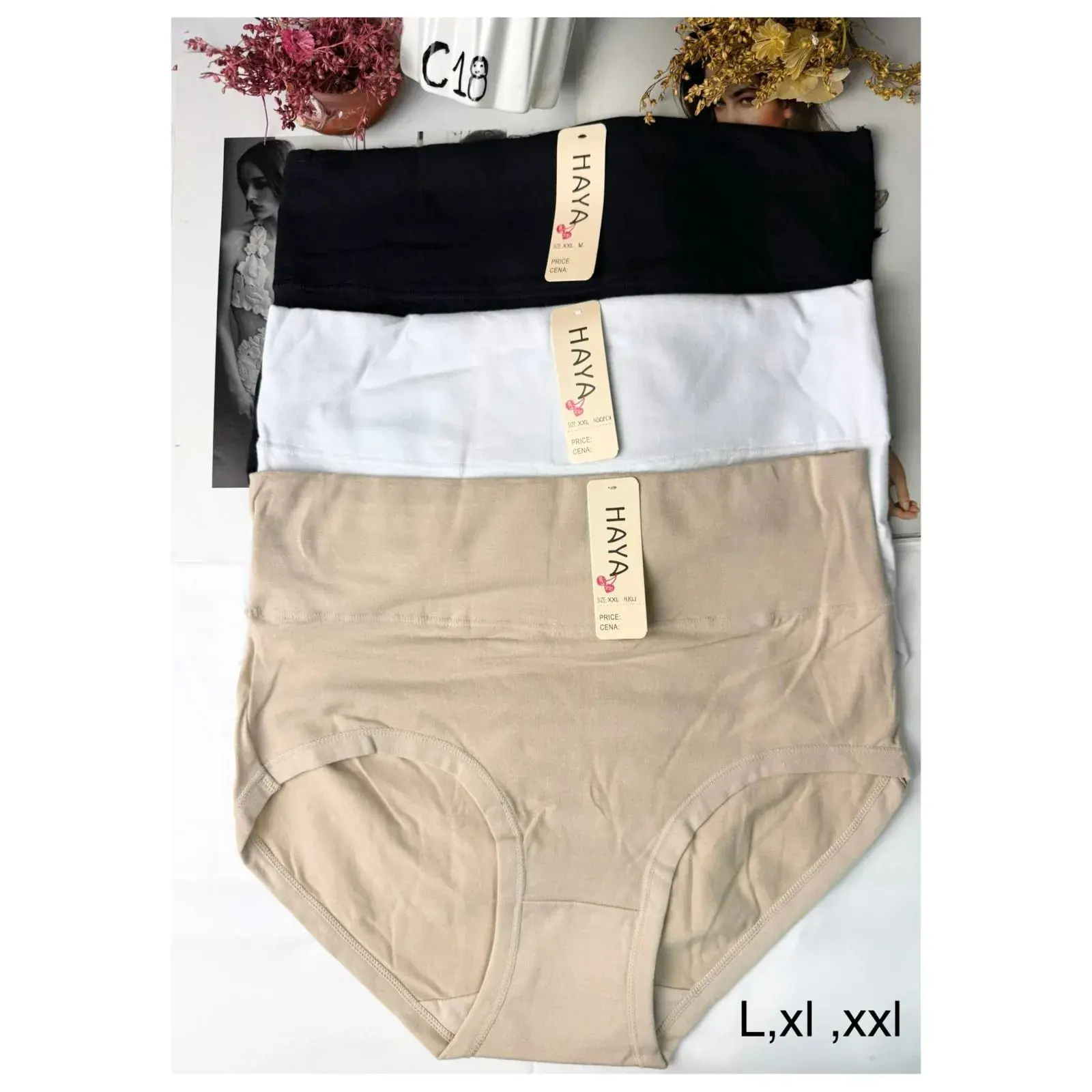 Majtki damskie HAYA L/XL/XXL czarny/biały/beżowy