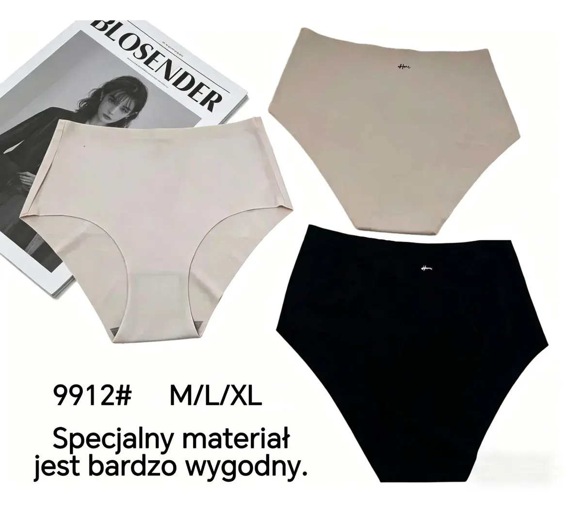 Bielizna damska BloSender majtki beżowe/czarne M/L/XL 9912#