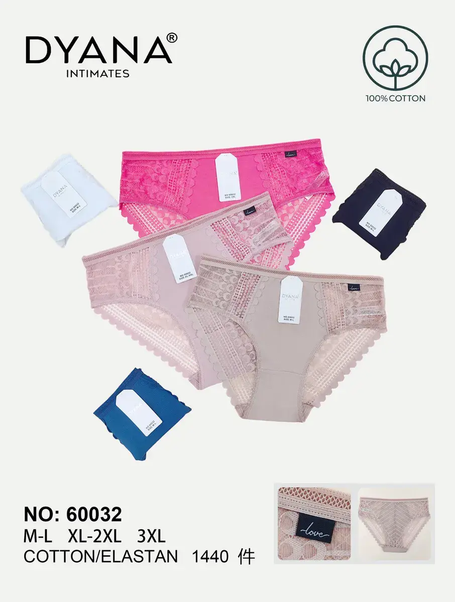 Dyanana Majtki Damskie Koronkowe M-L XL-2XL 3XL Cotton/Elastan
