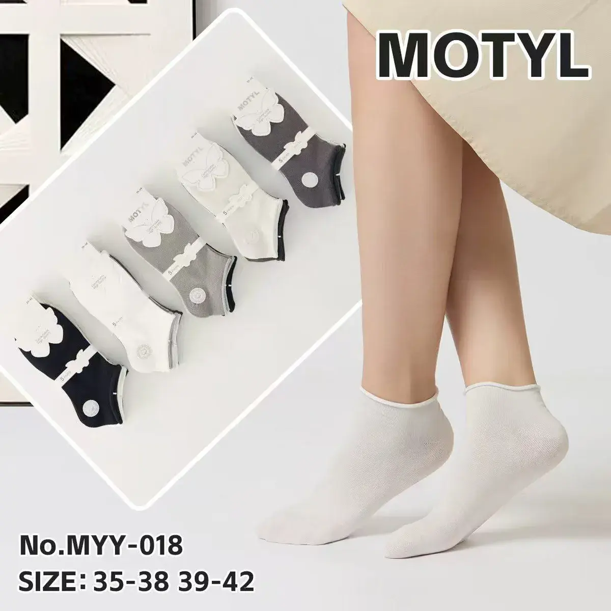 Skarpetki Motylki Motytyl Białe Szare 35-42