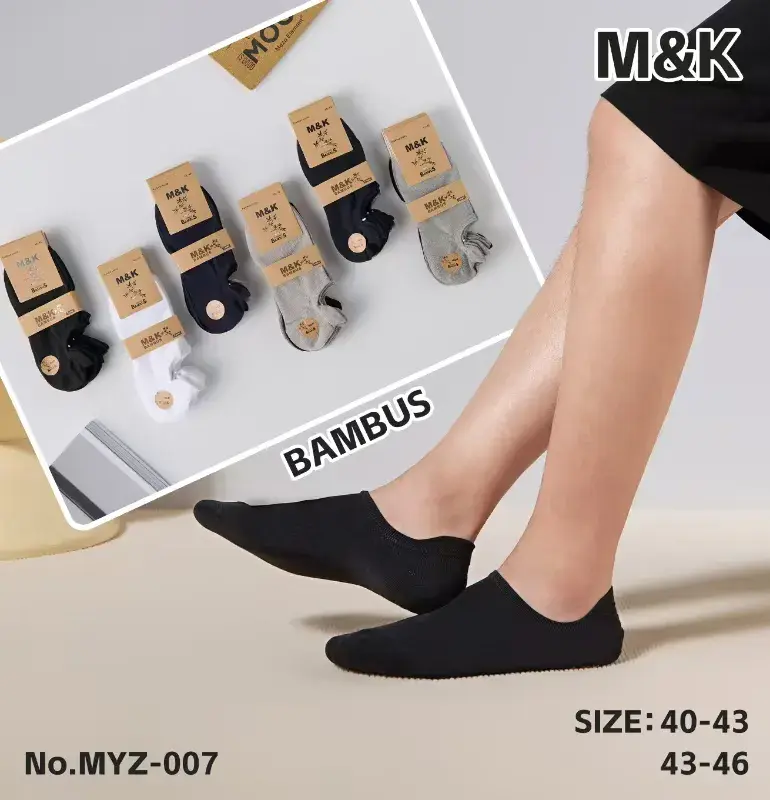 Skarpetki stopki bambusowe M&K czarno-szare 40-46