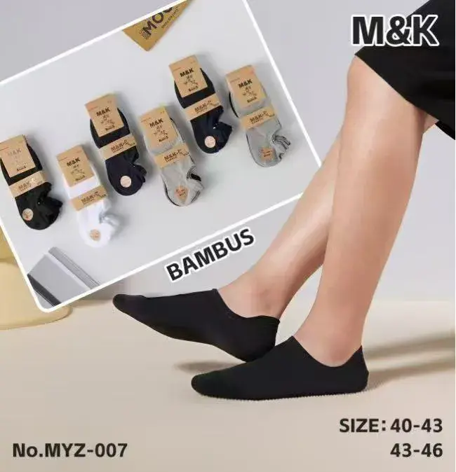 Skarpetki stopki bambusowe M&K czarny 40-46