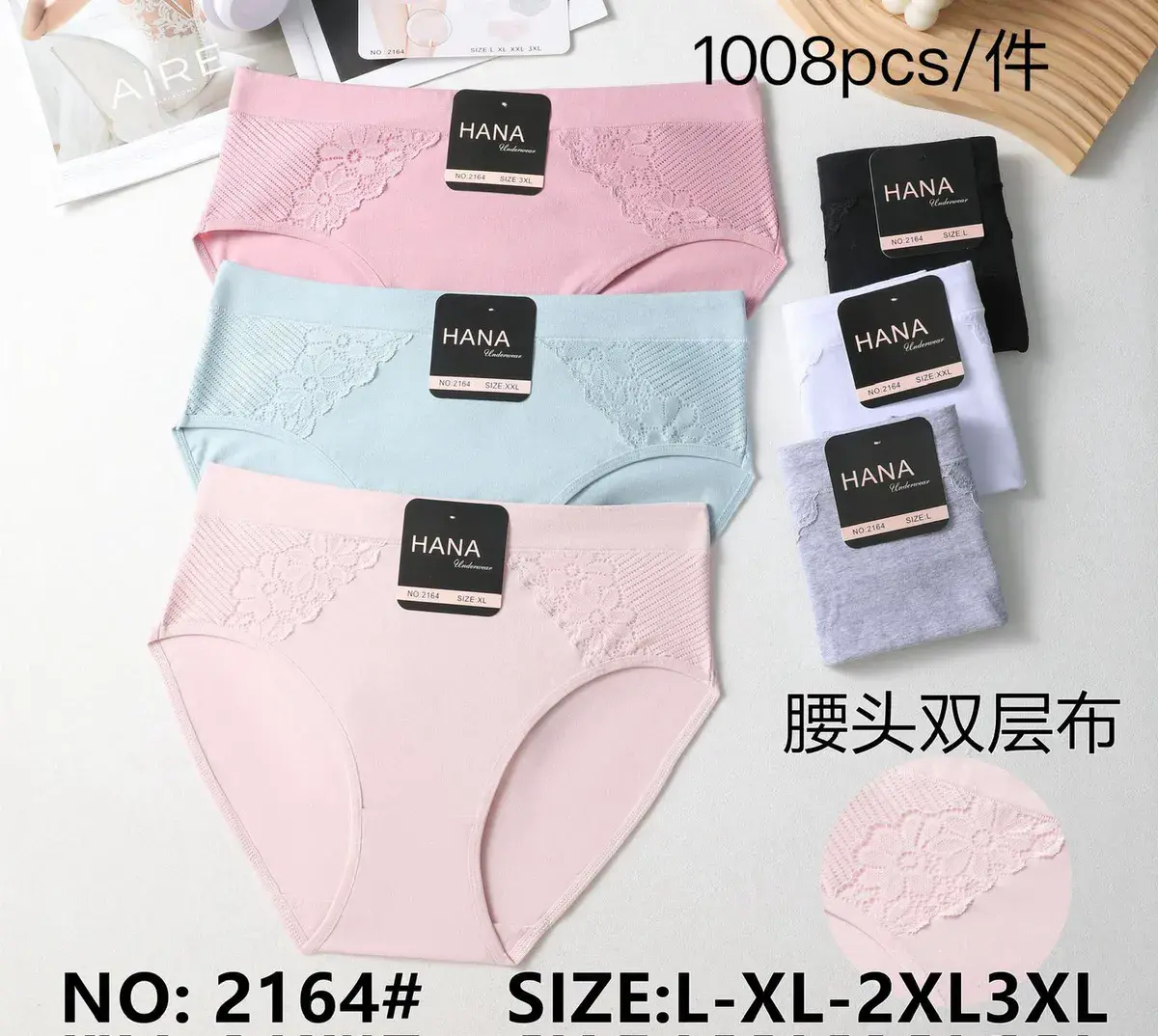 Hana Majtki Damskie z Koronkami Różowe L-XL-2XL-3XL