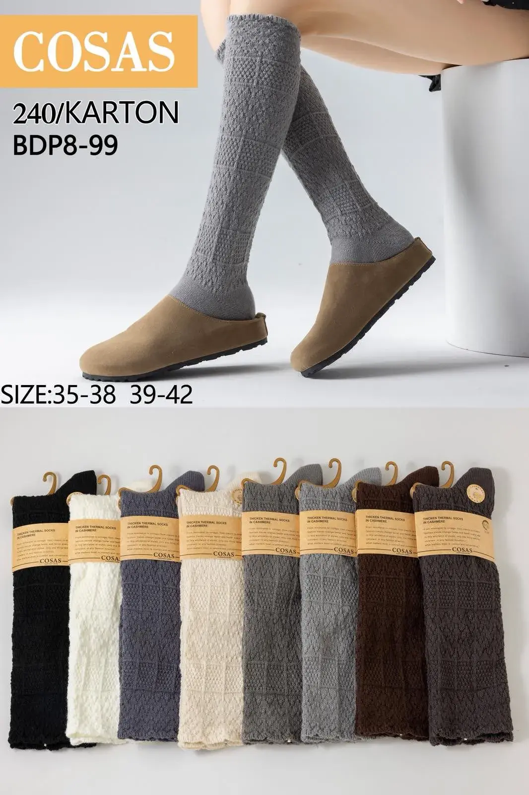 Skarpetki Damskie COSASAS BDP-99 Szare Rozmiar 35-38